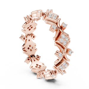 Anillo de Eternidad Geométrico en Oro Rosa para Mujer, Anillo de Lujo con Cristales para Boda, Aniversario, Regalo de Joyería de Moda - Product Image 2