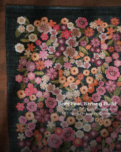 Tapis de salon moderne de luxe, motif floral 3D dense, effet nuit, lavable, en polyester imprimé, antidérapant en latex - Product Image 6