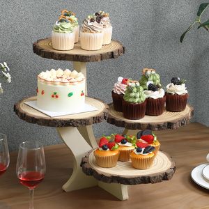 Rustic Wooden <b>Cupcake</b> <b>Stand</b> 4 Tier Dessert Display <b>Stand</b> Natural Wood Slice Cake <b>Stand</b> for Wedding Party Birthday Bakery & Home - Product Image 5