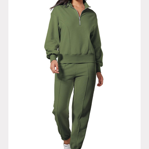 New Arrival Women's 2 Piece Sweat suits Outfits Half Zipper Pullover Sweatshirt <b>Joggers</b> <b>Matching</b> <b>Set</b> Tracksuits Cheap Price - Product Image 1