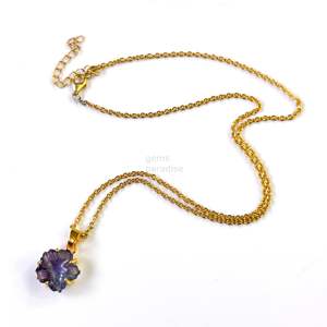 Colgante de flor de fluorita natural multicolor tallada, collar de piedra preciosa hecho a mano, joyería de flor de fluorita natural multicolor al por mayor - Product Image 3