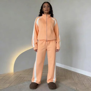 Ensemble de jogging personnalisé de haute qualité, sweat-shirts à fermeture éclair et pantalons de survêtement unis, ensembles deux pièces, tenues pour femmes, fabricants de vêtements - Product Image 4
