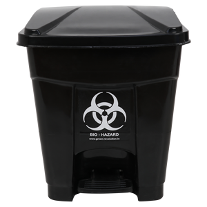 Black Rectangular Plastic Bio-Hazard Waste <b>Bin</b> with Foot Pedal for Medical Hospital Use - Product Image 3