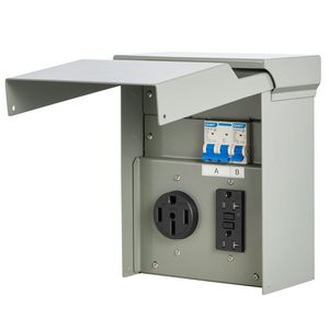 Pannello Presa di Corrente Temporanea 20-50 Amp per RV EV, Presa GFCI NEMA 50 Amp con 20 Ampere Preinstallati - Product Image 4