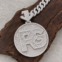 Pendentif Médaillon Rond Personnalisé Hip Hop Iced Out avec Chaîne Cubaine en Moissanite, Argent 925 Plaqué Or, Bijoux pour Hommes – Vente en Gros