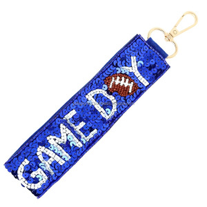<b>Game</b> Day Embroidered Beaded Headband Handmade Football Wristlet Bag Charm Custom Eco-Friendly Durable Sports Fan Gift Accessory - Product Image 2