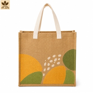 Custom Printed Laminated Natural Jute Grocery Tote Bag 36x40x15cm Reusable Wholesale OEM ODM Private Label Manufacturer Exporter - Product Image 2