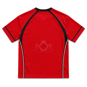 Maillot de football personnalisé pour homme, rouge, manches courtes, numéro 18, col rond, en maille polyester respirante, pour toutes les saisons - Product Image 2