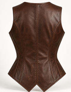 Gilet Corset Femme en Cuir d'Agneau Véritable Marron Style Steampunk Renaissance Ajusté Streetwear Fabricant OEM - Product Image 2