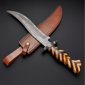Handcrafted 216 Layer Damascus Steel Outdoor Utility <b>Tool</b> with Premium Wooden Handle Genuine <b>Leather</b> Storage Sheath OEM/ODM EDC - Product Image 2