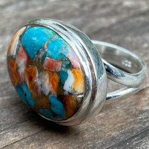 Oyster <b>Turquoise</b> <b>Ring</b> 925 Sterling Silver Handmade Gemstone Jewelry for Women - Product Image 3