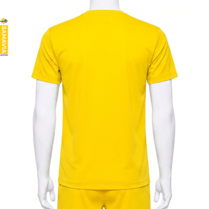 SAMAVIA Men's Yellow Crew Neck Short Sleeve <b>Polyester</b> <b>T</b>-<b>Shirt</b> Breathable Regular Fit Summer Sport Wear - Product Image 1