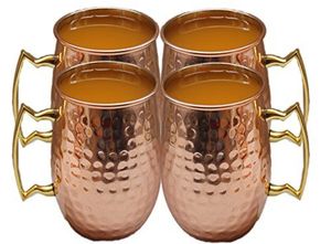 <b>Copper</b> hammered mug set for refined designer refreshment culture hammered finish metal <b>cups</b> durable reusable serving mugs - Product Image 4