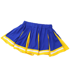 Nouvelle tenue de cheerleading OEM ODM de haute qualité, jupe style blocs de couleurs bleu, jaune, blanc, avec strass, en Spandex/Polyester pour - Product Image 4