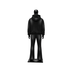 Ensemble de survêtement noir personnalisé pour homme, sweat à capuche zippé intégral, panneaux contrastants beiges, pantalon évasé, ensemble deux pièces de sport, vente en gros OEM Streetwear - Product Image 2