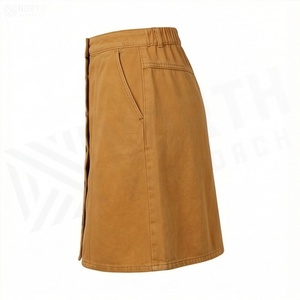 Women High Waist A-Line Mini <b>Skirt</b> Solid Color Denim Button Front Casual Style All Seasons Wear - Product Image 3
