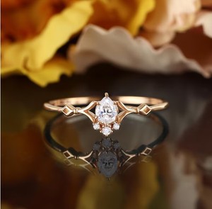 Pear Cut Moissanite <b>Ring</b> 925 Sterling <b>Silver</b> Teardrop <b>Solitaire</b> Engagement <b>Ring</b> Elegant Minimalist Wedding Jewelry Gift for Her - Product Image 1