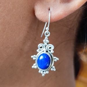 Pendientes de Lapislázuli en Plata de Ley 925, Hechos a Mano, Pendientes de Promesa para Mujer, Estilo Boho, Joyería con Piedra de Nacimiento de Septiembre - Product Image 1
