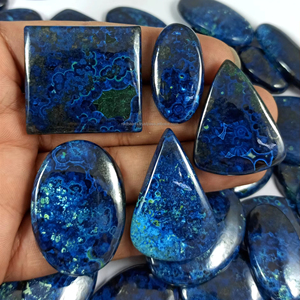 Cabochons d'azurite naturelle de haute qualité, pierres précieuses en vrac pour la fabrication de bijoux, pierres de guérison, vente en gros, formes personnalisées - Product Image 1
