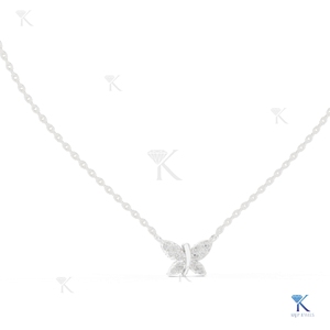 Collier pendentif papillon délicat en diamant de laboratoire, or massif 14K 18K, coupe brillante de luxe, pour femme, minimaliste, breloque animale - Product Image 2