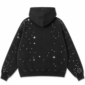 เสื้อฮู้ดซิป Y2K สไตล์กรันจ์ประดับคริสตัลรูปดาวสำหรับผู้ชาย เสื้อสเวตเชิ้ตโอเวอร์ไซส์หนานุ่ม สตรีทแวร์ เสื้อฮู้ดซิปเต็มตัว - Product Image 2