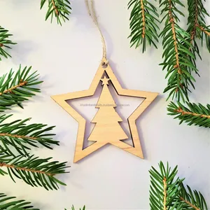 Conception de scène de nativité en bois Noël suspendu ensemble de décoration de Noël en bois décoration ensemble de décoration de Noël en bois cadeau - Product Image 2