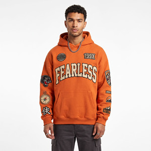 Sweat à capuche en molleton brodé pour homme avec broderie personnalisée, coupe oversize, en coton épais, style streetwear, avec poches avant - Product Image 1