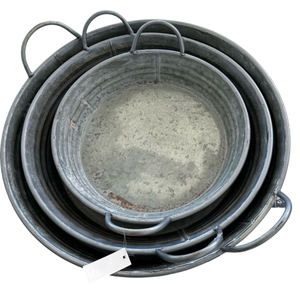 ถาดเสิร์ฟโลหะชุบสังกะสีรูปวงรีพร้อมหูจับเชือก สไตล์วินเทจแบบฟาร์มเฮาส์  กล่องเก็บของเคลือบสังกะสีตกแต่ง ลดราคา - Product Image 2