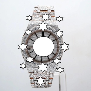 Montre de luxe unisexe en acier inoxydable NYC DIAMOND EMPIRE, cadran en verre analogique mécanique, cadran rond de 41 mm, bouton poussoir, fermoir caché - Product Image 1