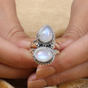 Natural Moonstone <b>Ring</b> Handmade Gemstone Jewelry <b>Dainty</b> Boho <b>Ring</b> Unique Gift for Women - Product Image 3