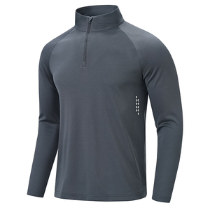 T-shirt à col zippé 3/4 de qualité supérieure, couleur Gary, coupe ajustée, manches longues, sweat-shirt décontracté à demi-zip avec service OEM - Product Image 1
