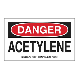Étiquettes de danger pour acétylène Brady, résistantes à la chaleur et aux produits chimiques, finition mate pour bouteilles de gaz - Product Image 2