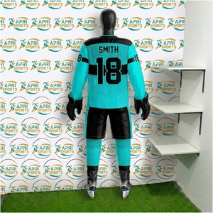 Nouveaux ensembles d'uniformes de hockey sur glace très demandés, 100 % polyester, logo personnalisé, écologiques, séchage rapide, respirants, service OEM, couleur personnalisée - Product Image 3