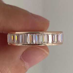 Bague éternelle entièrement sertie de diamants baguette cultivés en laboratoire pour femme, en or massif 14 carats, cadeau de mariage ou de fête pour les partenaires - Product Image 4