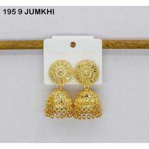 Antique Design Forming Look 1 Step Dangle Jhumki Earrings Premium Quality Traditional Designed Indian Brass Gold Jhumki - Product Image 1
