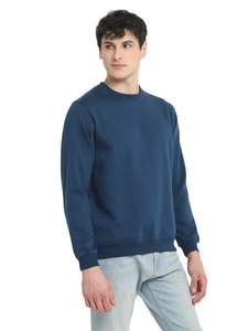 Sudadera de Hombre de Estilo Único, Informal, de Invierno, de Alta Calidad, 100% Algodón, Felpa, Manga Larga, Color Azul Liso - Product Image 4