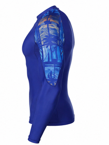 Men's Long Sleeve Rash Guard Blue Sublimation Print Anti-Uv Sporty Swim <b>Top</b> - Product Image 1