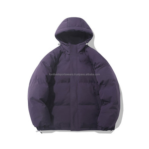 Chaqueta Acolchada Unisex Azul Claro con Capucha, Cortavientos, Informal de Invierno, Cierre de Cremallera, Color Sólido, Forro de Lana Ecológico Estándar - Product Image 4