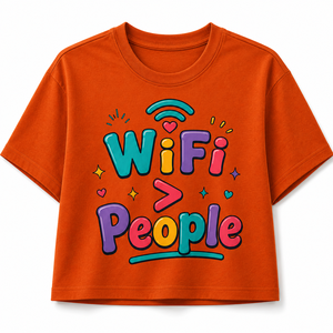 เสื้อครอปท็อปผู้หญิง แขนสั้น คอกลม ลายพิมพ์ Heat-Transfer ผ้าคอตตอนเจอร์ซีย์ 100% ระบายอากาศได้ดี สวมใส่สบาย - Product Image 1