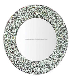 Espejo de Metal redondo con acabado moderno para sala de estar, decoración de pared, espejos montados completos - Product Image 4