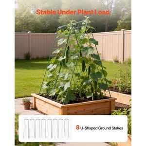 Set di 4 tralicci per cetrioli da giardino, 90 cm, in metallo con rivestimento antiruggine, supporto per piante rampicanti in aiuole rialzate, spessore 5 mm - Product Image 3
