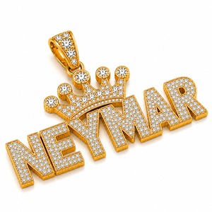 Luxury Custom Football Crown Pendant 18K Yellow Gold Lab Grown Diamond Number 10 Iced Out Sports Necklace Wholesale - Product Image 3