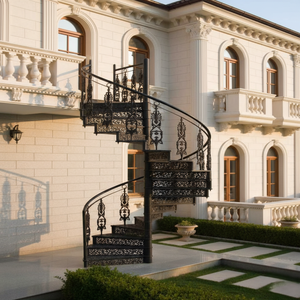 Escalier en colimaçon extérieur en acier inoxydable, style européen moderne, qualité durable, écologique, résistant à l'eau, garantie 5 ans - Product Image 2