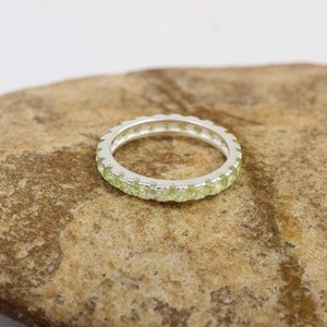 925 Sterling <b>Silver</b> Eternity Band Natural Multi Peridot Gemstone <b>Ring</b> Fine Jewelry Eternity Bands For Women's Wedding Party Wear - Product Image 5