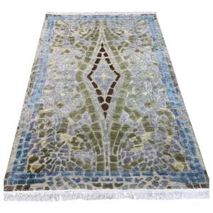 Modern Abstract Area Rug Blue Olive Green Contemporary Luxury Carpet for Living Room Bedroom TRO-0153 Wool Rug Hand Knotted - Product Image 1
