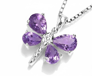 Colgante de Libélula de Plata 925 con Amatista, Engaste de Garra, Amuleto Romántico, Joyería Unisex para Regalo - Product Image 3