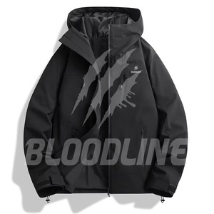 Veste coupe-vent noire à manches longues imprimée pour homme BLOODLINE, vêtements d'extérieur pour l'hiver - Product Image 4
