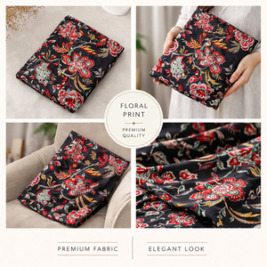 Tela de Algodón Premium Negra con Estampado Floral Hecho a Mano |   Textil Artesanal Monocromático Orgánico para Vestidos Boho y Prendas de Lujo - Product Image 5