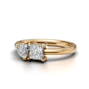 IGI Certified Lab Grown Diamond Toi Et Moi <b>Ring</b> 18K Yellow / White & Rose Gold Princess & Heart Shape Engagement <b>Ring</b> For Women - Product Image 2