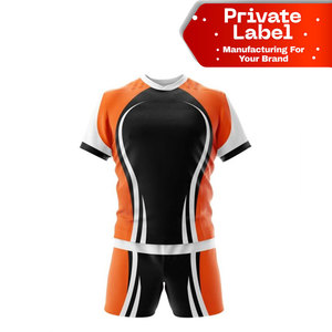 Ensemble d'uniformes de rugby rayés professionnels, maillot de match violet et blanc, uniforme de rugby personnalisé par sublimation, contraste violet et blanc - Product Image 1